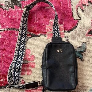 Aesthetic Dollar Black Leather Crossbody Bag & Wallet